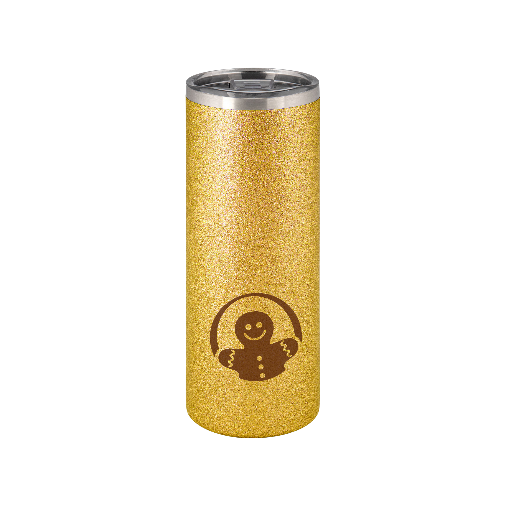 Koffie/thee reisbeker RVS glitter geel 570ml