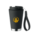 Koffie/thee reisbeker RVS zwart met handlus 300ml