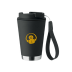 Koffie/thee reisbeker RVS zwart met handlus 300ml