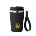 Koffie/thee reisbeker RVS zwart met handlus 300ml