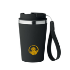 Koffie/thee reisbeker RVS zwart met handlus 300ml