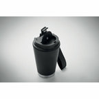 Koffie/thee reisbeker RVS zwart met handlus 300ml