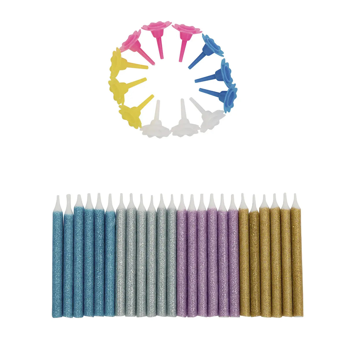 Glitter taartkaarsjes (24 stuks)