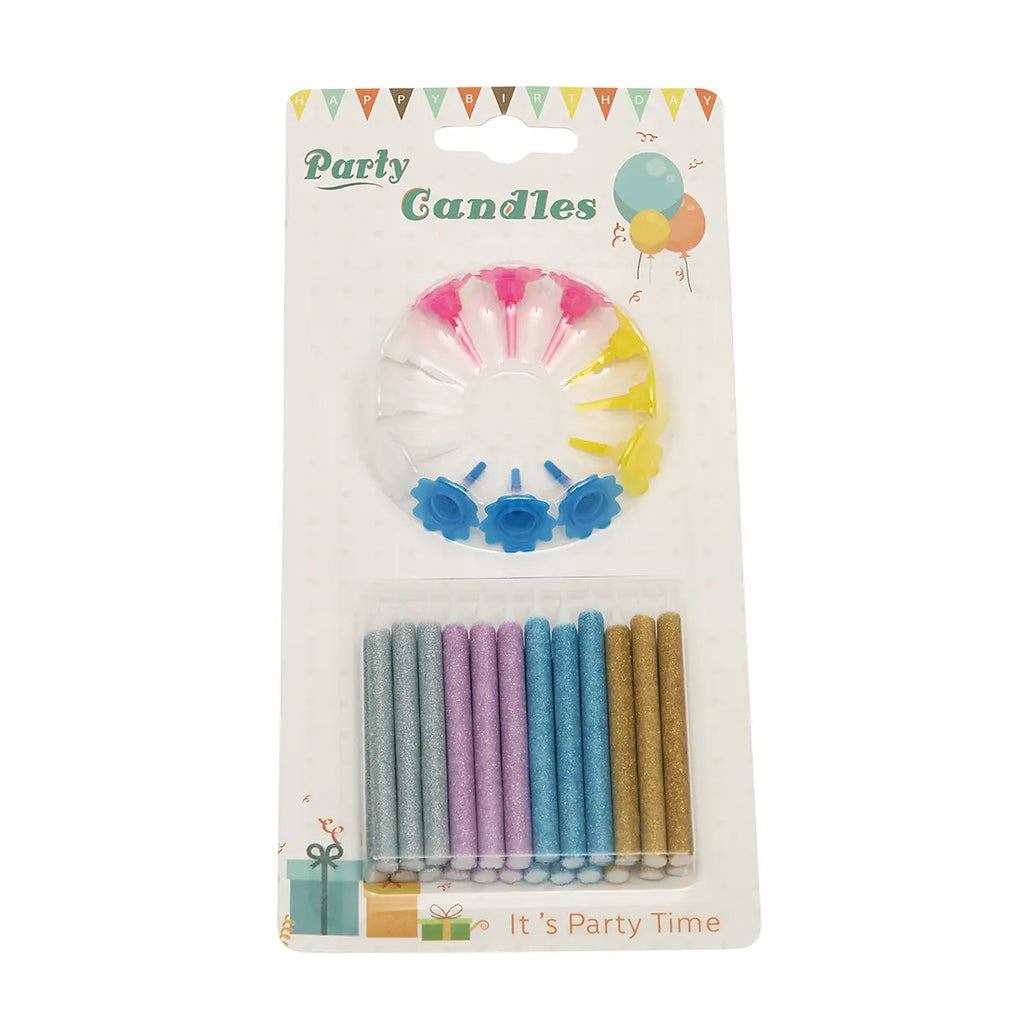 Glitter taartkaarsjes (24 stuks)
